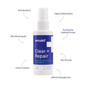 emuaid clear and repair skin spray bottle