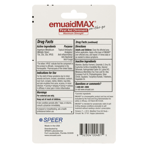 emu aid max first aid ointment drug facts back label