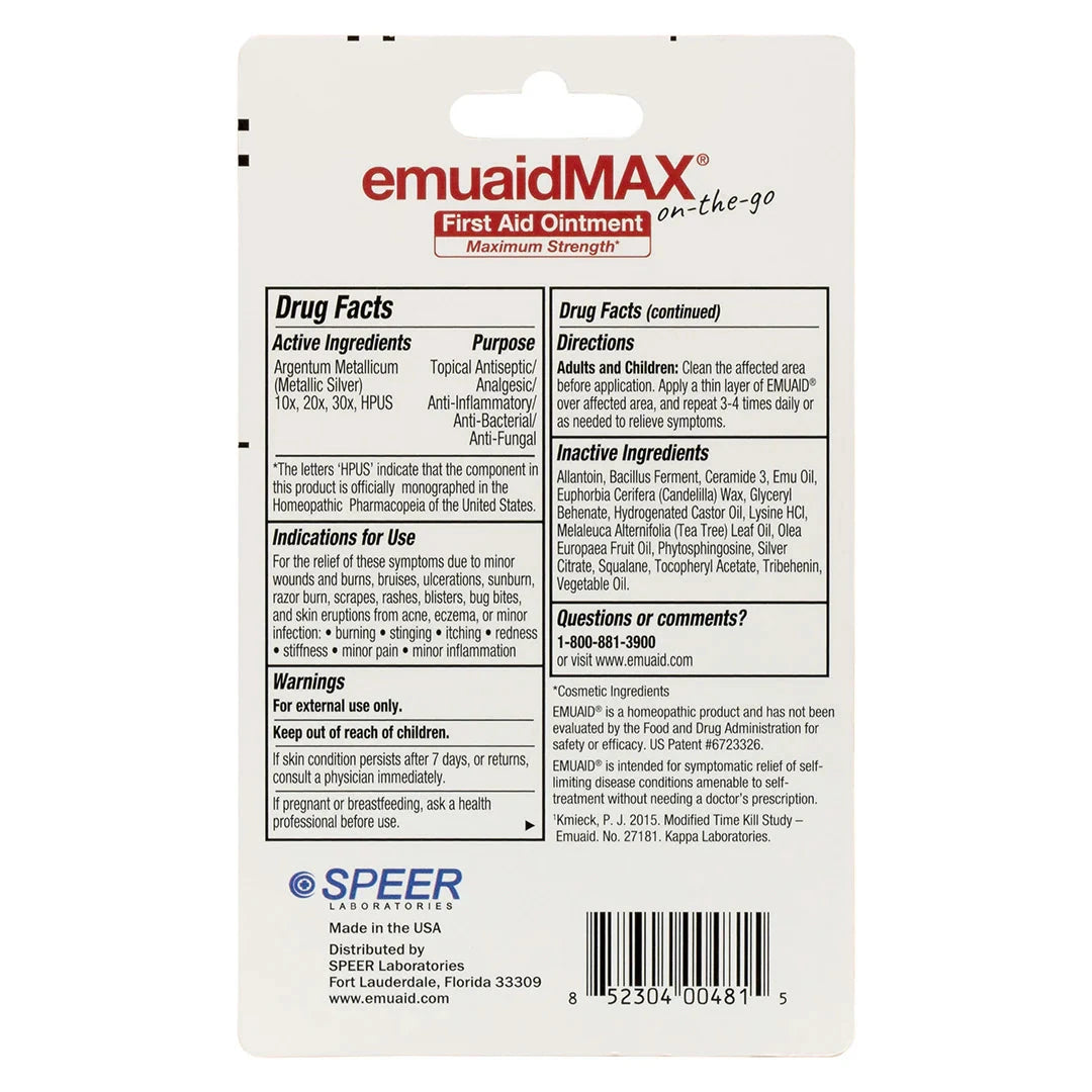 emuaidmax pommade de premier secours emballage retour instructions et ingrédients