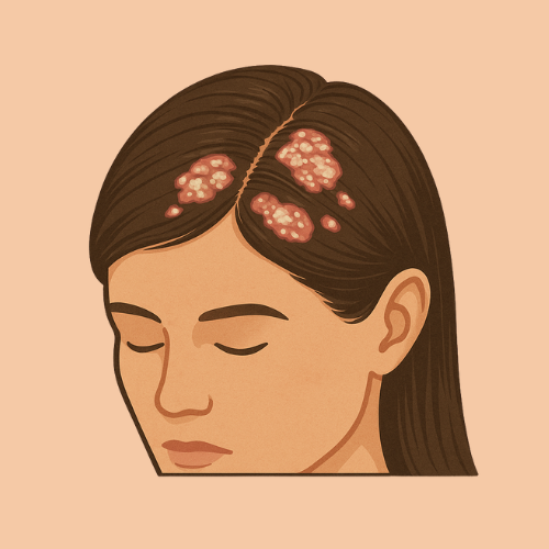 Image dessinée du psoriasis du cuir chevelu