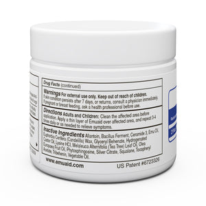 emuaid topical treatment jar back label