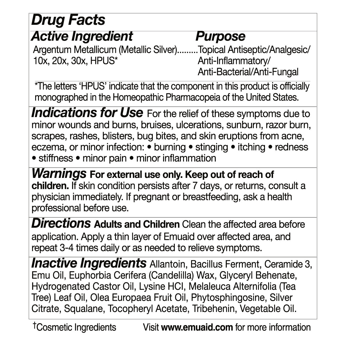 étiquette d'information sur les médicaments pour une pommade topique comprenant les ingrédients et le mode d'emploi