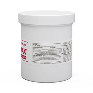 contenant de crème blanche avec étiquette et informations sur le médicament