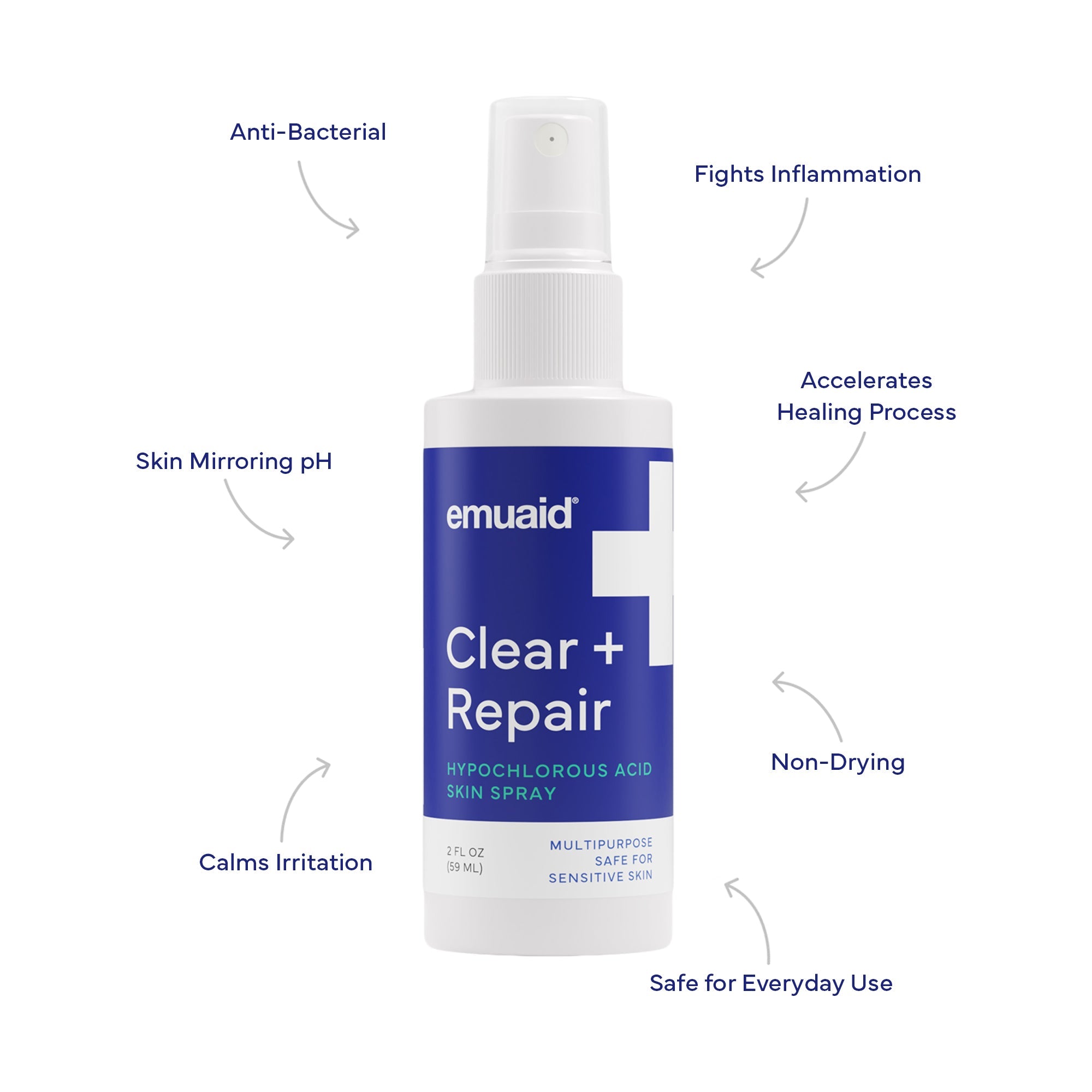 emuaid clear and repair skin spray bottle