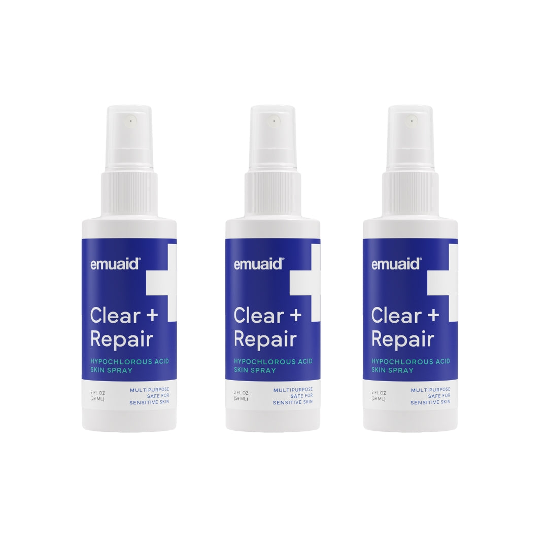 emuaid clear repair hypochlorous acid skin spray bottles