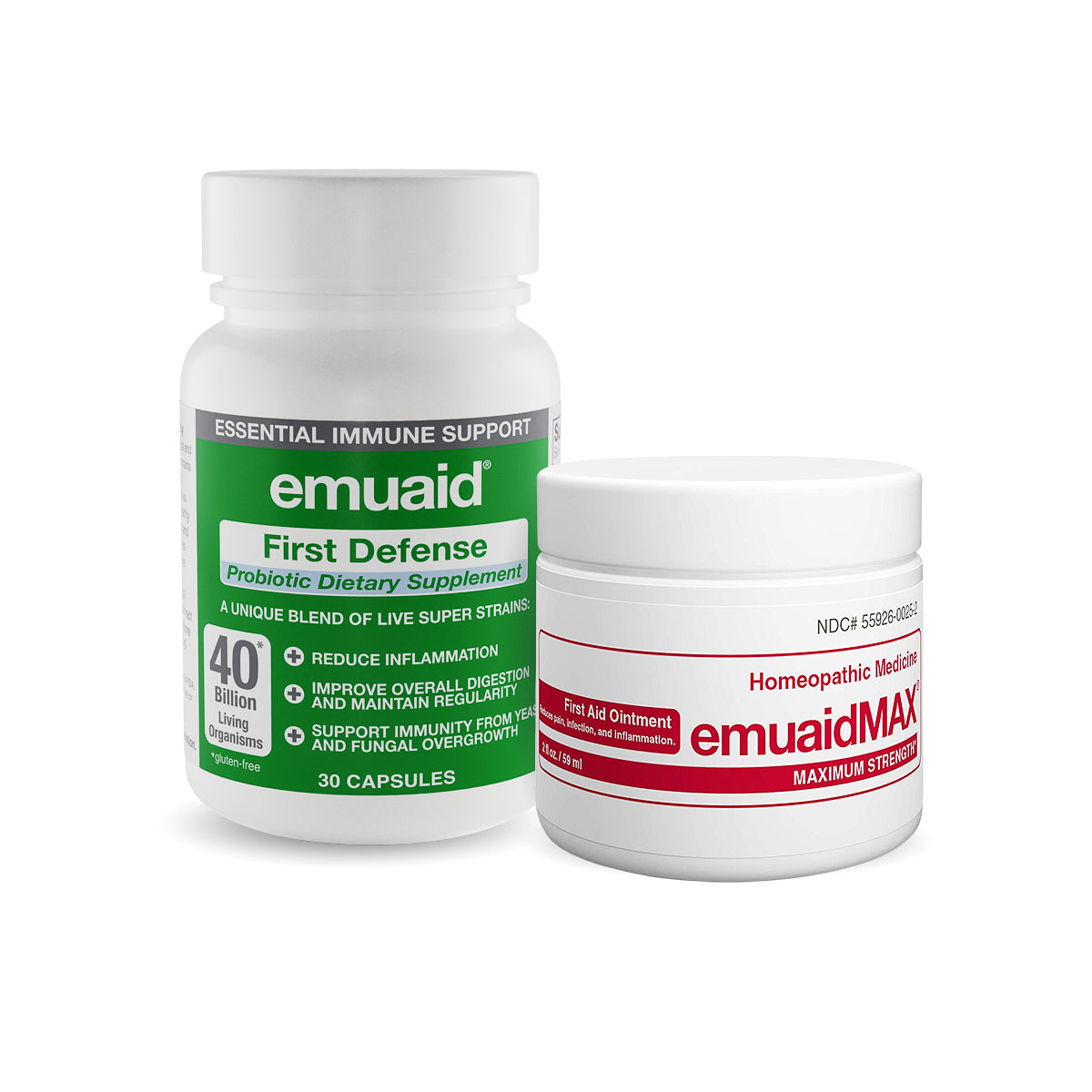 Achetez 2oz EMUAIDMAX® et recevez 10 pour cent de réduction sur le probiotique First Defense